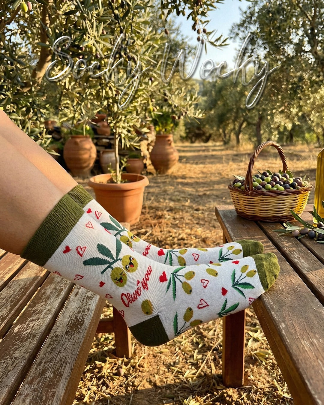 Olive You Socks Love Food Message Edition