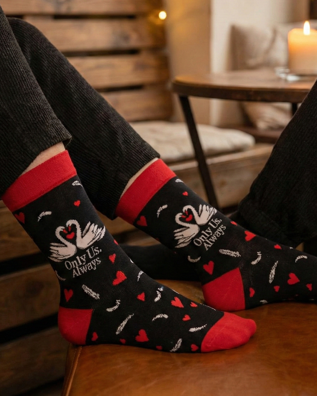Only Us Always Socks Swan Couple Romantic Edition