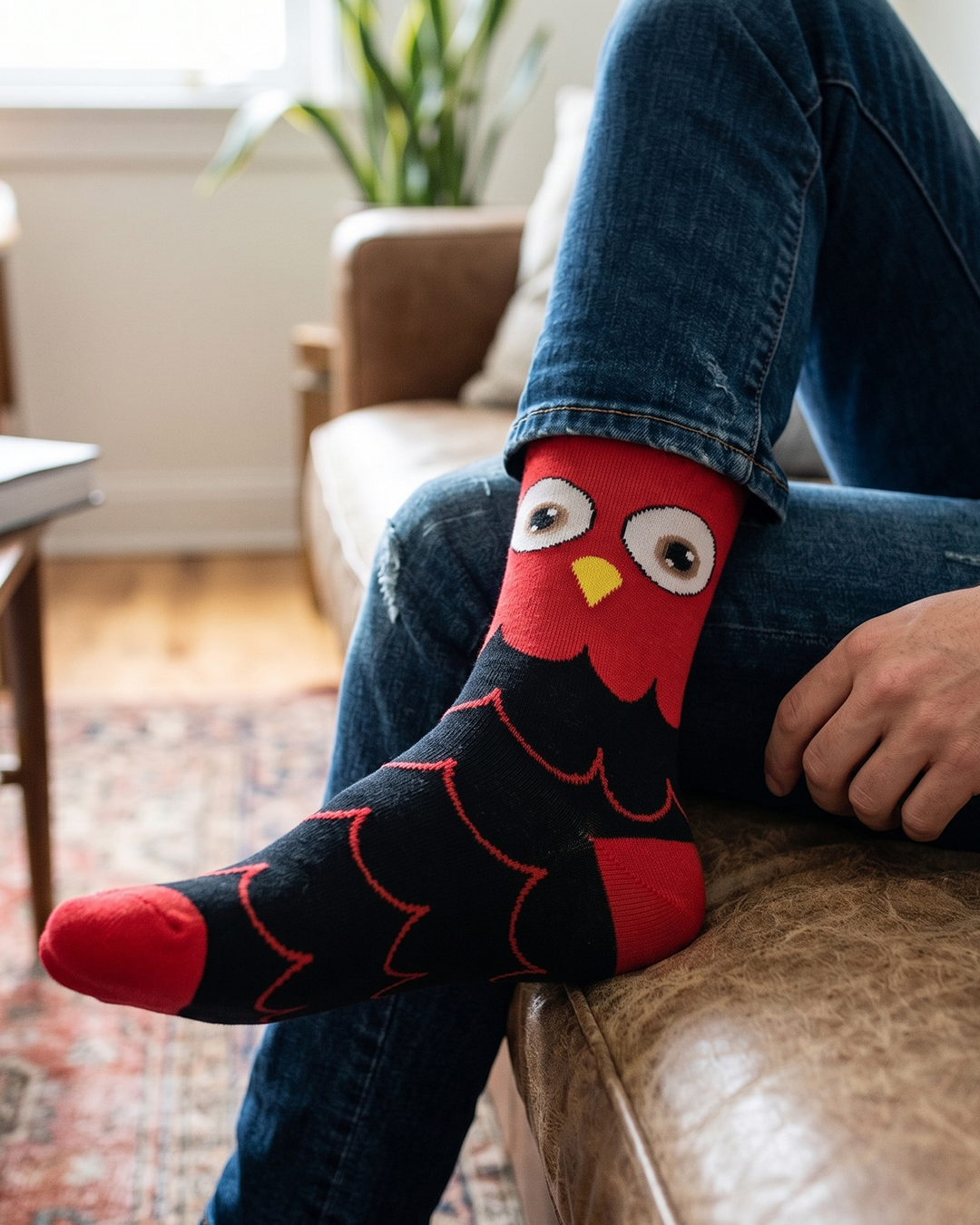 Owl Red Socks Night Bird Edition