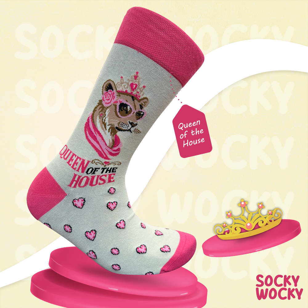 Queen of the House Pink Crown Socks