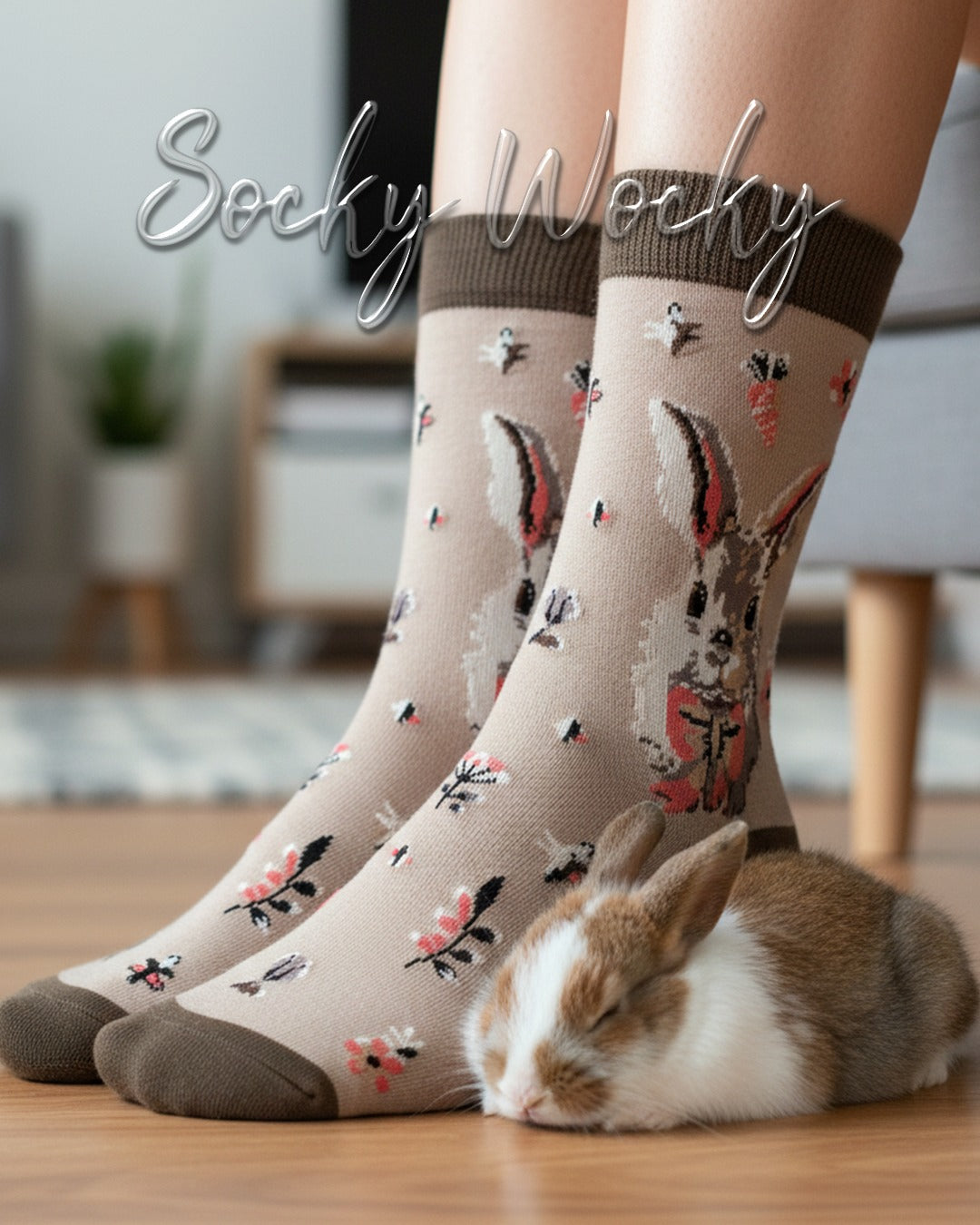 Rabbit With Bow Tie Socks Elegant Animal Edition