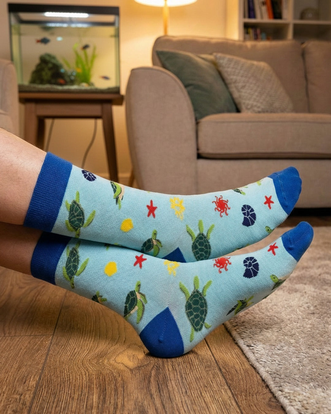 Water Turtle Blue Socks Ocean Nature Edition
