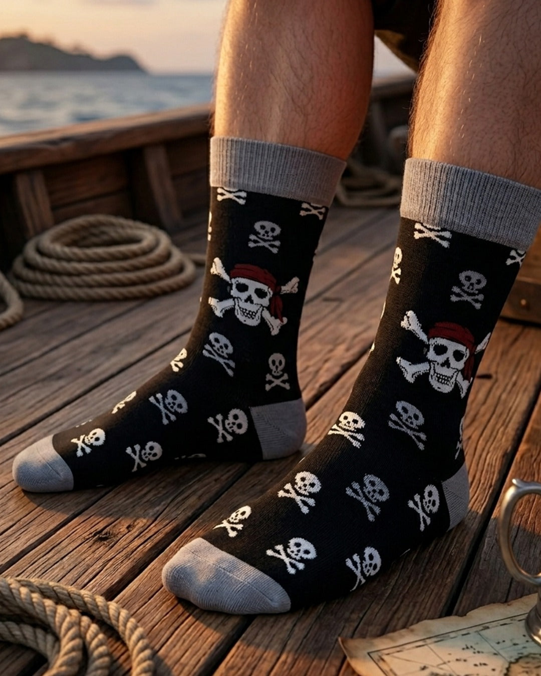 Skull With Bandana Socks Rock Style Edition