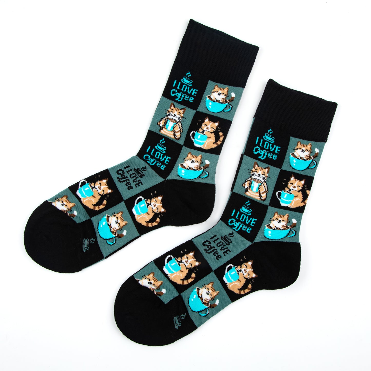 I Love Coffee Socks Coffee & Cat Morning Ritual Series