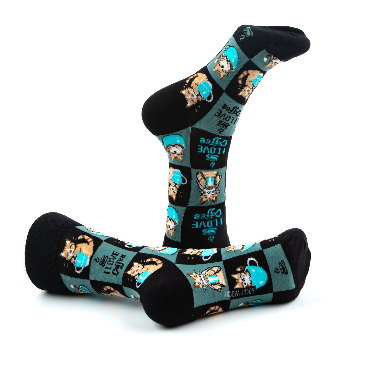 I Love Coffee Socks Coffee & Cat Morning Ritual Series