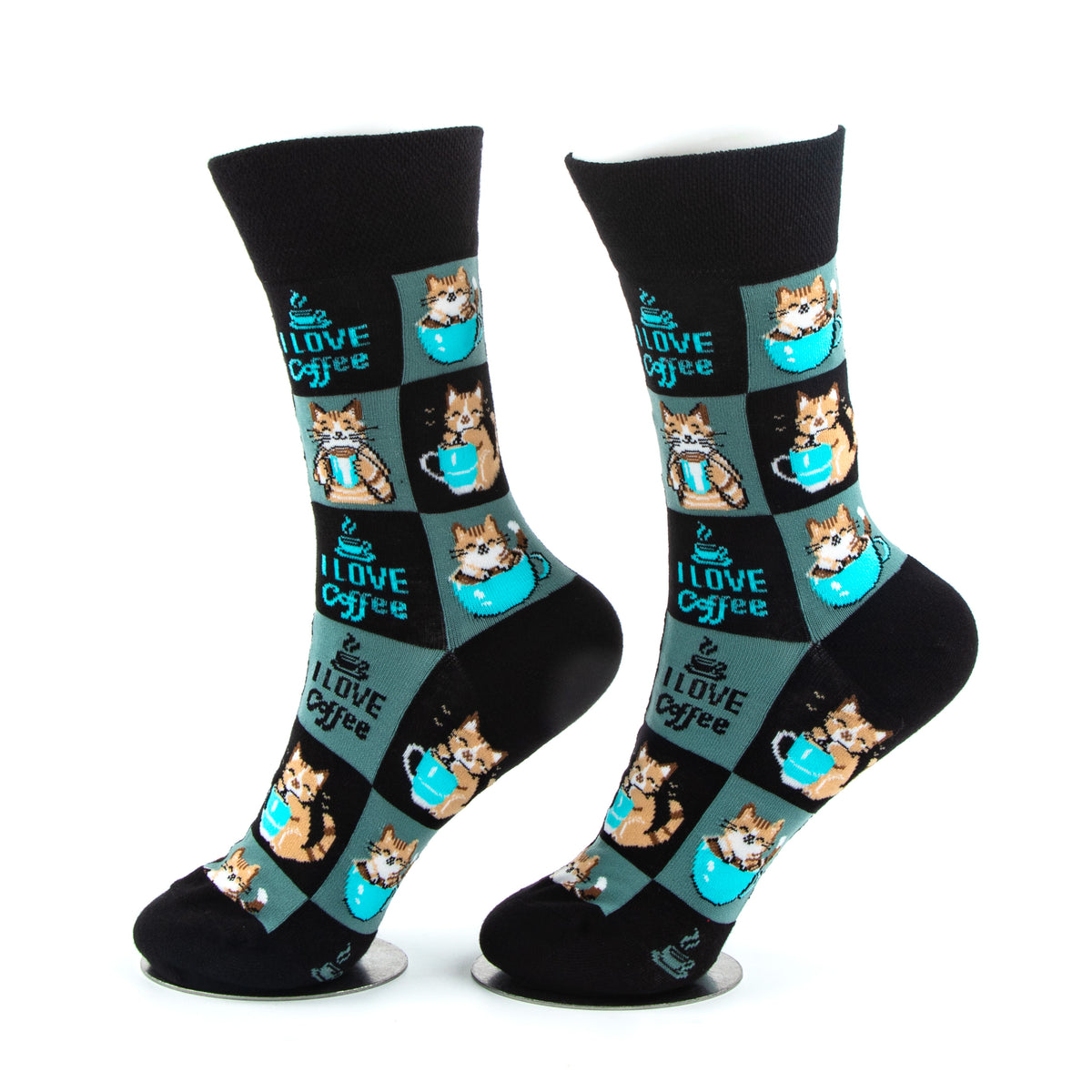 I Love Coffee Socks Coffee & Cat Morning Ritual Series