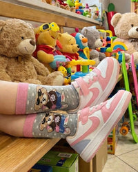 Teddy Bear Pink Socks Soft Animal Series