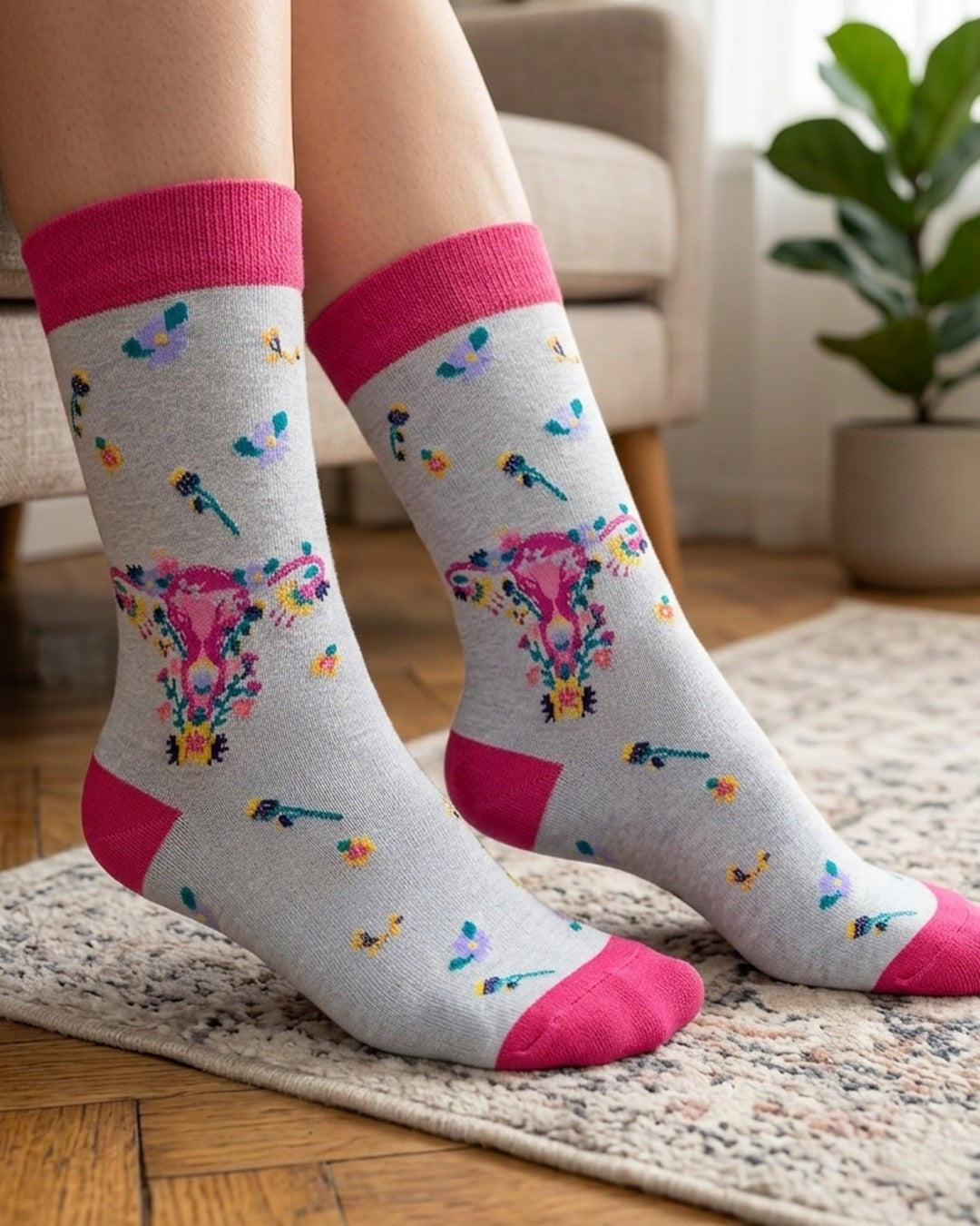 Uterus Pink Socks Feminine Health Series