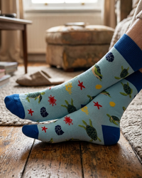Water Turtle Blue Socks Ocean Nature Edition