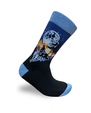 Chaussettes bleues loup Série Animaux nocturnes