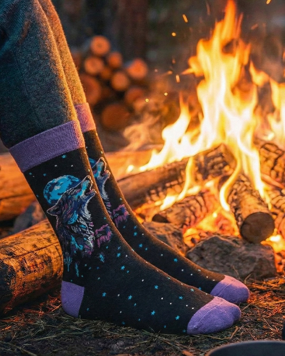 Wolf in the Night Socks Wild Nature Edition